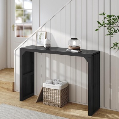 46.22 in Black Pine Wood Minimalist Console Table