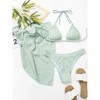 Womens 3 Piece Swimsuits Strappy Bikini Sets for Women Eyelet Textured Bathing Suis with Cover Ups Skirts 3 Piece Bikini Sets - 4 of 4