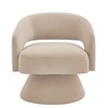 Ridstar Beige 360 Degree Comfy Swivel Barrel Chair, Upholstered Velvet Round Accent Chairs with Open Backrest - 4 of 4