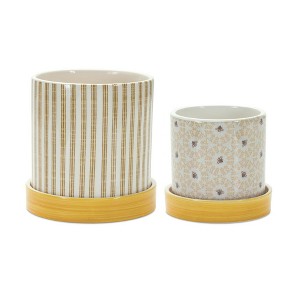 Melrose Stone Bumble Bee Striped Planter (Set of 2) - 1 of 4