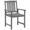 vidaXL Acacia Wood Patio Chairs with Gray Wash Finish and Cushions - Set of 2, Perfect for Garden, Backyard or Outdoor Decor - 3 of 4