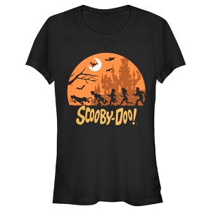Juniors Womens Scooby Doo Moon Silhouette Chase T-Shirt - 1 of 4