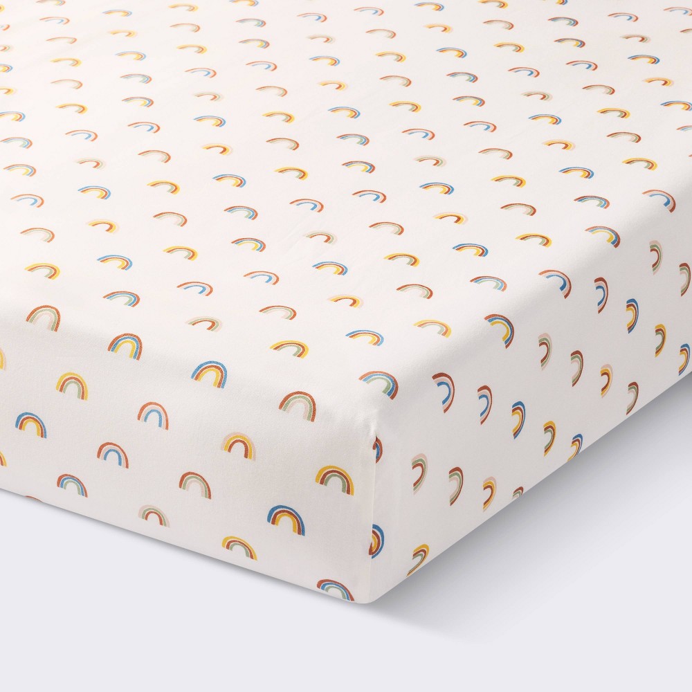 Photos - Bed Linen Cotton Fitted Crib Sheet - Rainbows - Cloud Island™