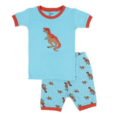 Leveret Kids Two Piece Cotton Short Pajamas Blue Trex 4 Year