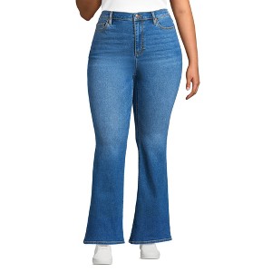 Lands' End Women's Denim High Rise Skinny Flare Jeans - 1 of 3