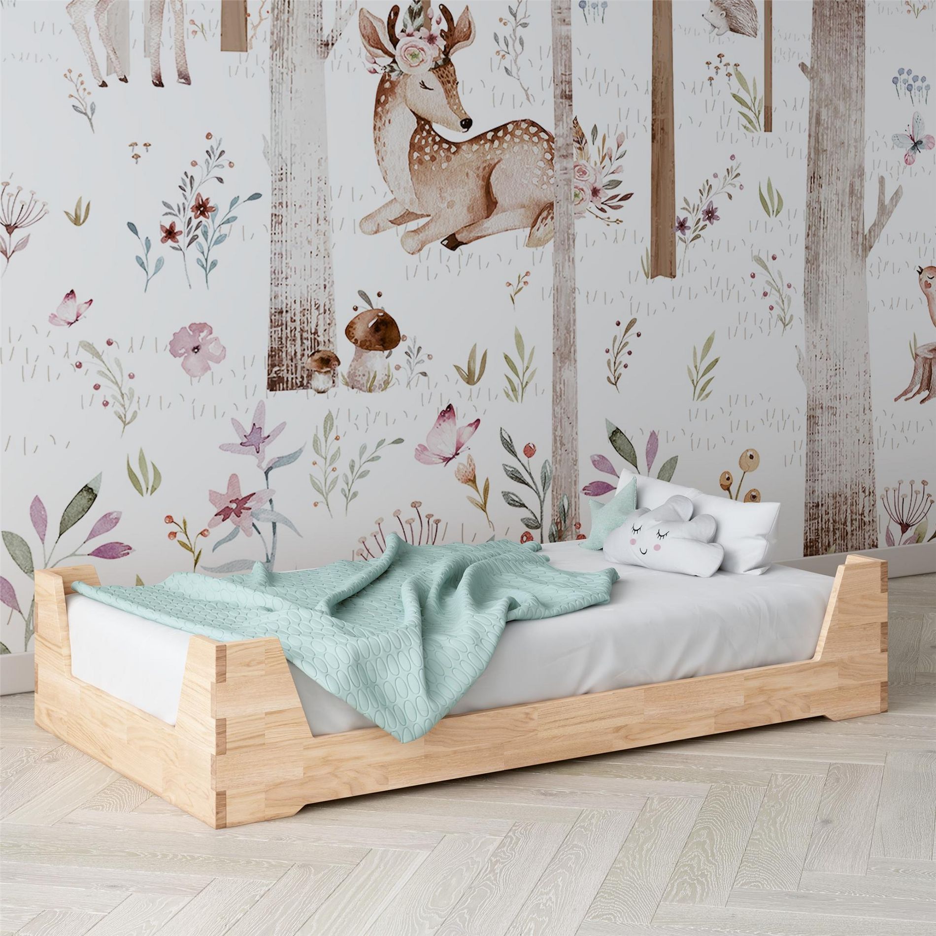 Little Seeds Maverick Montessori Toddler Floor Bed with 2 Heights