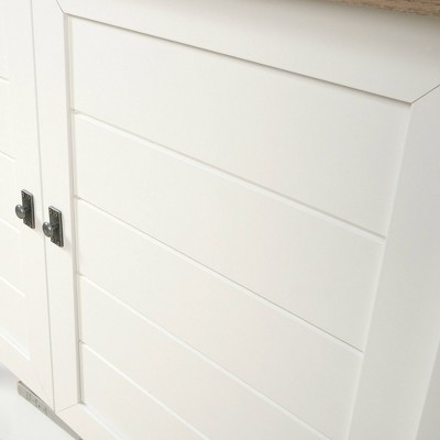 Cottage Charm 39" Freestanding White and Lintel Oak Storage Unit