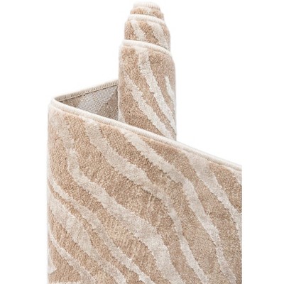 Ivory Beige Square Synthetic Zebra Pattern Area Rug