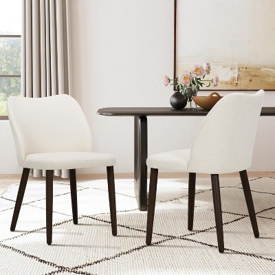 Set of 2 Modern Upholstered Dining Chairs with Padded Seat and Wood Legs, Fabric Side Chairs for Kitchen, Dining Room, or Café