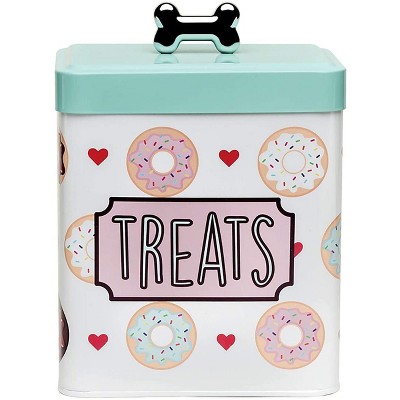 thumbnail image 2 of Amici Pet Marley 96oz Metal Treat Canister - Food Safe, Mint Green Lid With Silver Bone Knob, Rectangular Shape 2 of 13