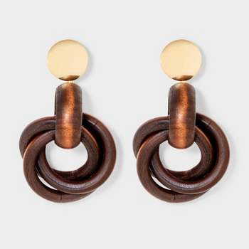 Intertwined Ring Earrings - A New Day™ Gold/Brown