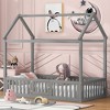 ALEXOUN Wood House Bed with Fence and Door, Wooden Bed Frame with Roof for Teens, Boys or Girls, for Bedroom Apartments - 4 of 4
