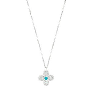 Adornia Silver Plated Turquoise Flower Necklace - 1 of 3