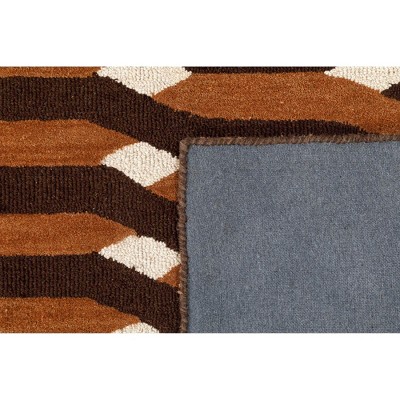 Retro Black and Brown Hand-Tufted Wool Rug, 5' x 8'