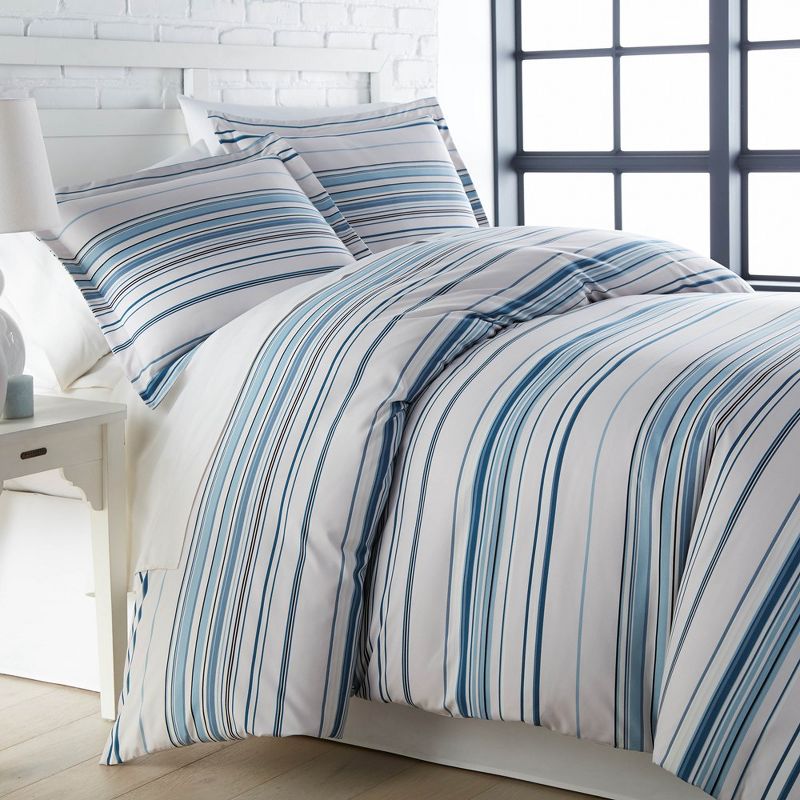 Southshore Fine Living Coastal Stripes Oversized Down Alternative Comforter Set, 1 of 5