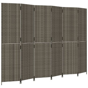 vidaXL Room Divider 6 Panels Gray Poly Rattan Garden Screen - Indoor/Outdoor Privacy Partition - 115.7"x78.7" - 1 of 4