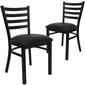 Emma and Oliver 2 Pack Ladder Back Metal Restaurant Chair - 1 of 4