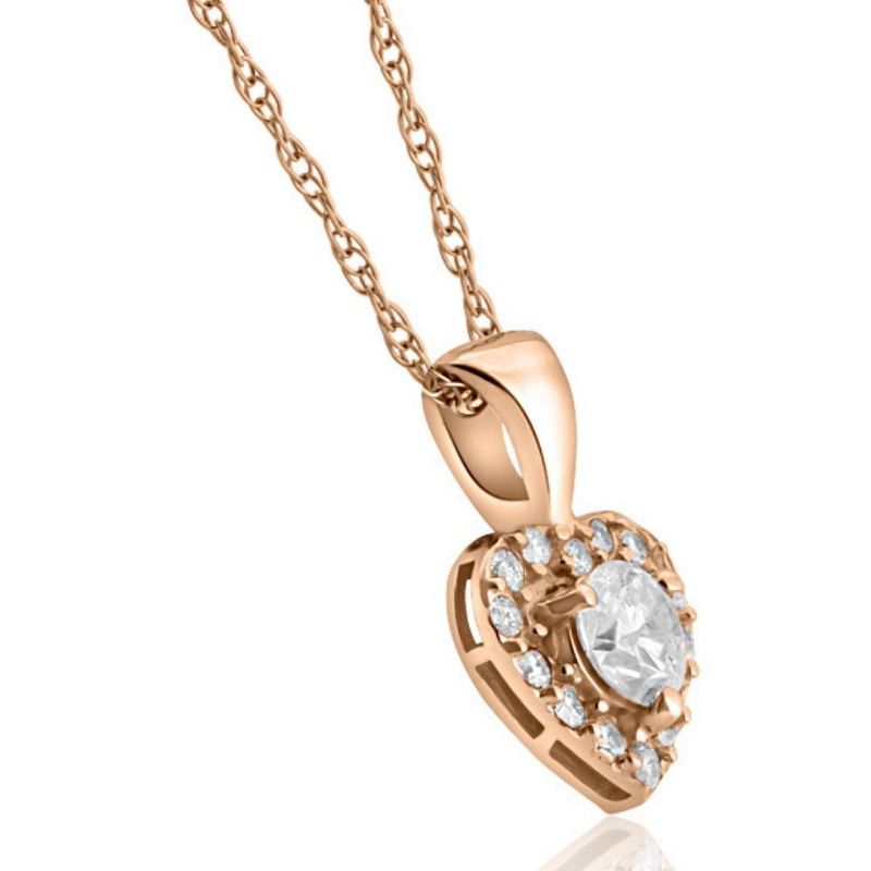 Pompeii3 1/4Ct Dainty Small Heart Pendant Necklace in 14k White, Yellow, or Rose Gold, 2 of 4