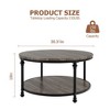 Round Coffee Table Rustic Center Table with Storage Shelf 2-Tier - 2 of 4