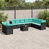 vidaXL 11 Piece Patio Sofa Set with Cushions Black Poly Rattan - 2 of 4