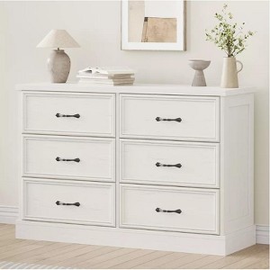 Nasitip Farmhouse 6 Drawer Dresser, 47" Wide 6 Chest of Drawers Storage with Sturdy Foundation, Wooden TV Stand for Home - 1 of 4