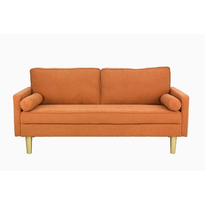 DOMETOUR 65.4'' Linen Sofa Couch with 2 Pillows, 3 Seater Modern Couches for Bedroom/Home