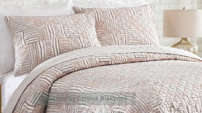 Gray and Taupe Cotton King Quilt Set with Reversible Shams