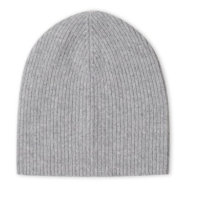 Style Republic Men’s Ribbed Beanie, 100% Cashmere, Soft & Stretchy, Warm Hat for Winter - Light Gray