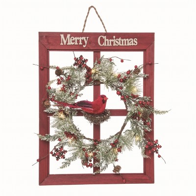 Transpac Floral Multicolor Christmas Cardinal Window Pane