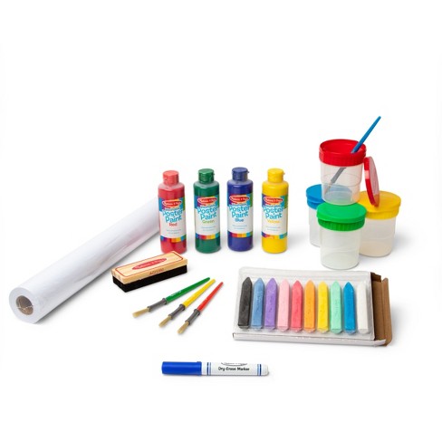 Set of 4 Bundle Chalkboard Dry-Erase Board Paper Roller with Melissa & Doug Spill Proof Paint Cups Melissa & Doug Deluxe Standing Art Easel 