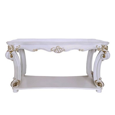 Vendome Antique Pearl Wood Sofa Table with Storage Shelf