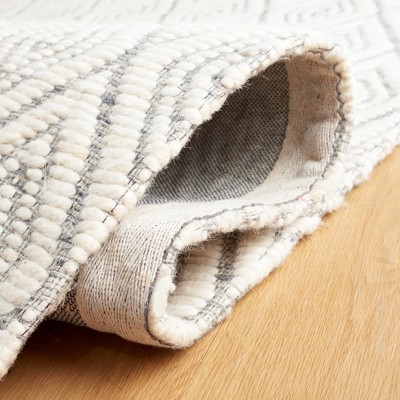 Elegant Geometric Gray Handwoven Wool Rug - 3' x 5'