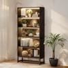 Lirago Black Powder-Coated Metal and Particle Board 5-Tier Bookcase 31.5x11.81x70.87 Inch with LED Music Sync Lights - 2 of 4