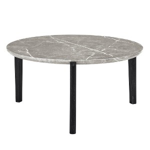 LIVAREEmlen Coffee Table: Modern and Stylish 36'' Coffee Table, Imitation Marble Tabletop with Rubber Wood Solid Wood Legs, Living Room, Office, Home - 1 of 4