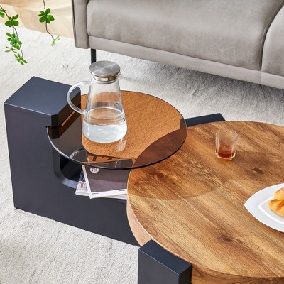 NicBex Industrial 2-Tier Coffee Table Set, Detachable Modern Design Side Tables for Living Room Office Balcony & Yard