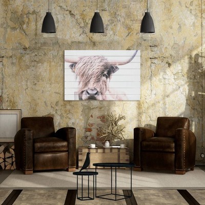 Highland Cow Photographic Print on Fir Wood Wall Art