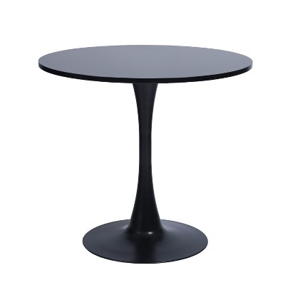HomeRoots 32" Black Wood Pedestal Base Round Top Dining Table
