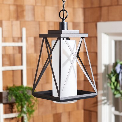 Braith 19" Black Glass Industrial Outdoor Pendant