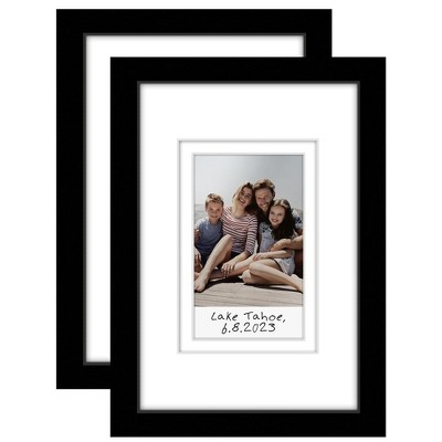 Americanflat 4x6 Picture Frame - Set of 2 - Use as 2x3 Frame with Mat for Instant-Print Photos - Black Mini Picture Frames for Tabletop