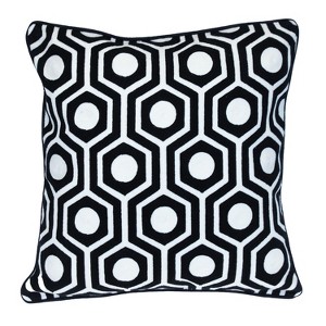 HomeRoots 20" Black and White Geometric Cotton Throw Pillow - 1 of 4