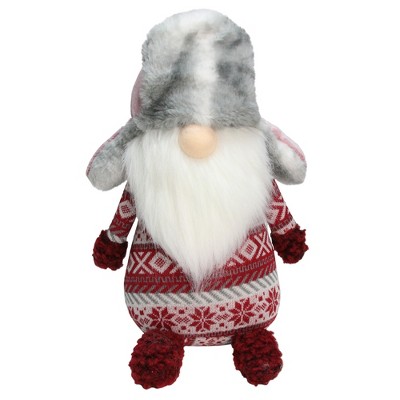 Northlight Nordic Gnome with Fur Trapper Hat Christmas Figure - 12" Red, Pink and White