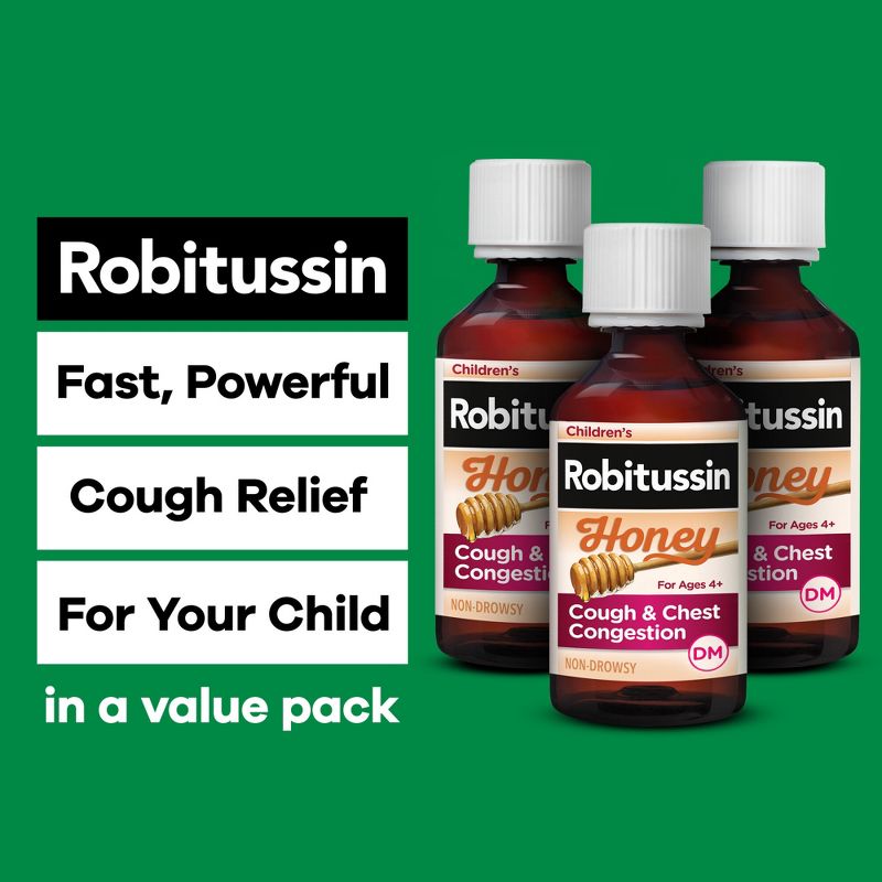Children's Robitussin Cough & Chest Congestion DM Relief Liquid - Dextromethorphan - Honey - 4 fl oz, 4 of 12
