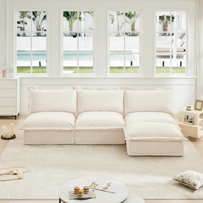 NicBex Couches for Living Room Single Deep Seat Sofa Couch Fabric Slip-covered Armchair with 1 Big Back Cushion and 2 Big Toss Pillows