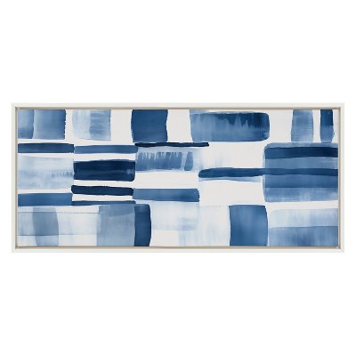 Sylvie Coastal Blue and White Abstract Canvas Art