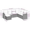 vidaXL 7 Piece Patio Sofa Set with Cushions Black and Blue Poly Rattan - Without Table - 3 of 4