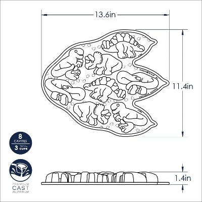 Nordic Ware Dinosaur Footprint Non-Stick Aluminum Cakelet Pan