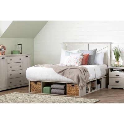 Queen Lilak Storage Bed With Baskets Winter Oak/rattan - South Shore ...