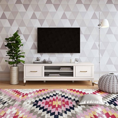 Westerleigh Crisp White 66" TV Stand with Gold Accents