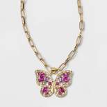 Pave Stone Butterfly Collar Necklace - Wild Fable™ Pink
