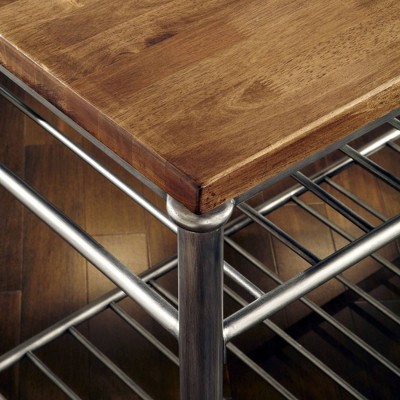Orleans Brown Metal Frame Kitchen Island with Wood Surface